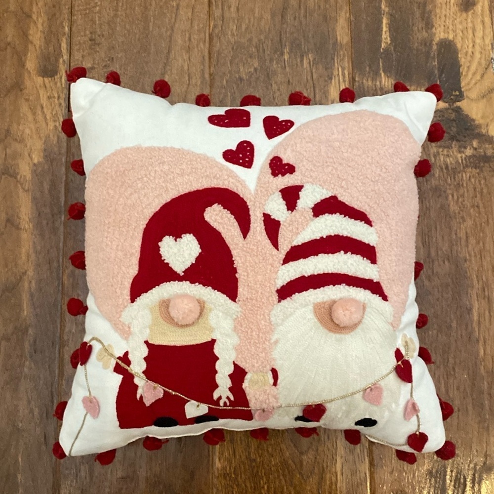 Gnomes Applique Decorative Pillow 12"x12"